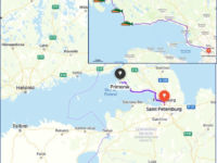 Route along the northern shore of the Gulf of Finland. May 26, 2020